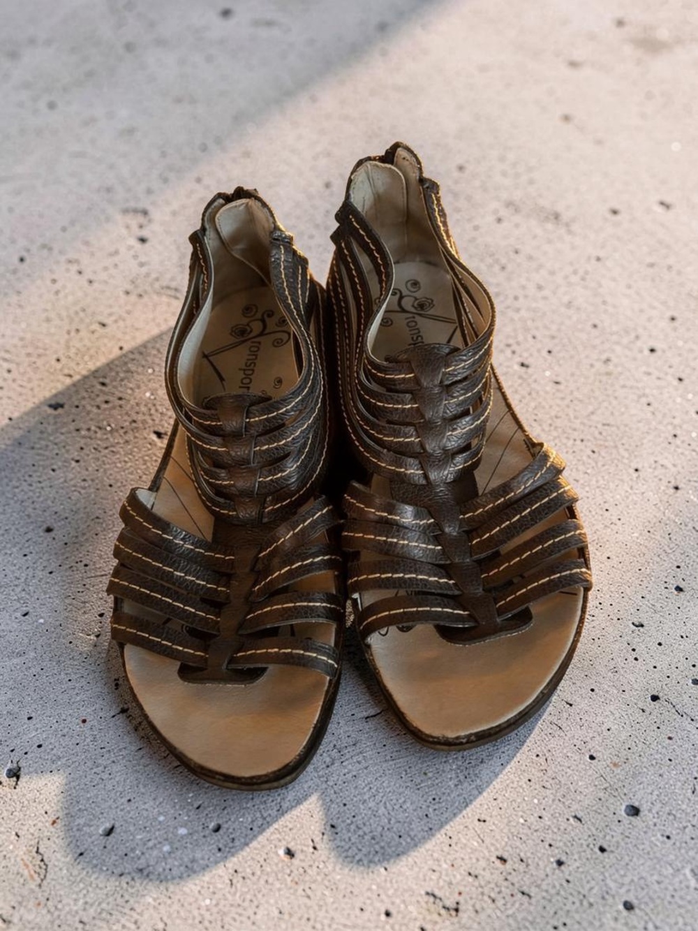 Women’s Black with white threading  Strappy Gladiator Sandals Comfort Footwear